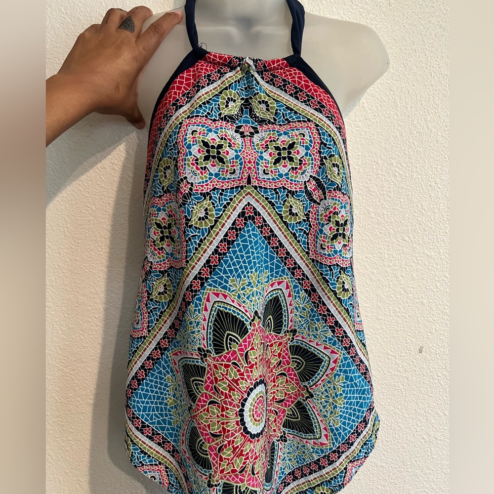 Allen B Women's Mandala Halther Top Colorful Medallion Print